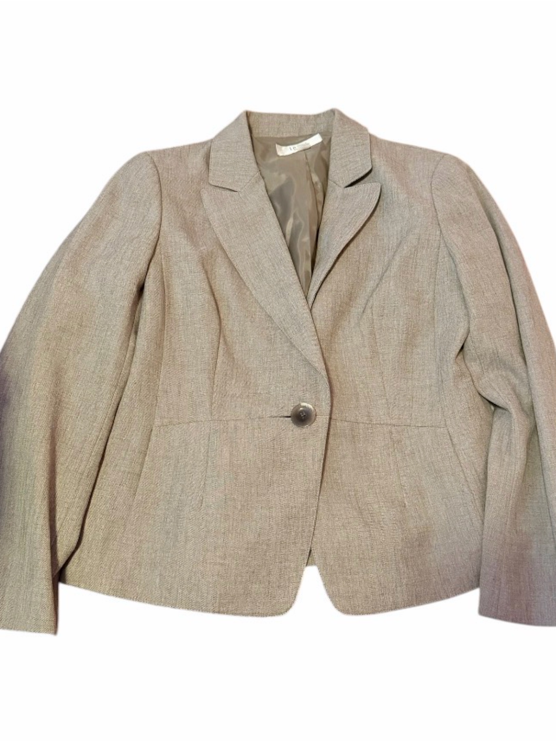 Le Suit Petite One-Button Blazer Size 12p Gray